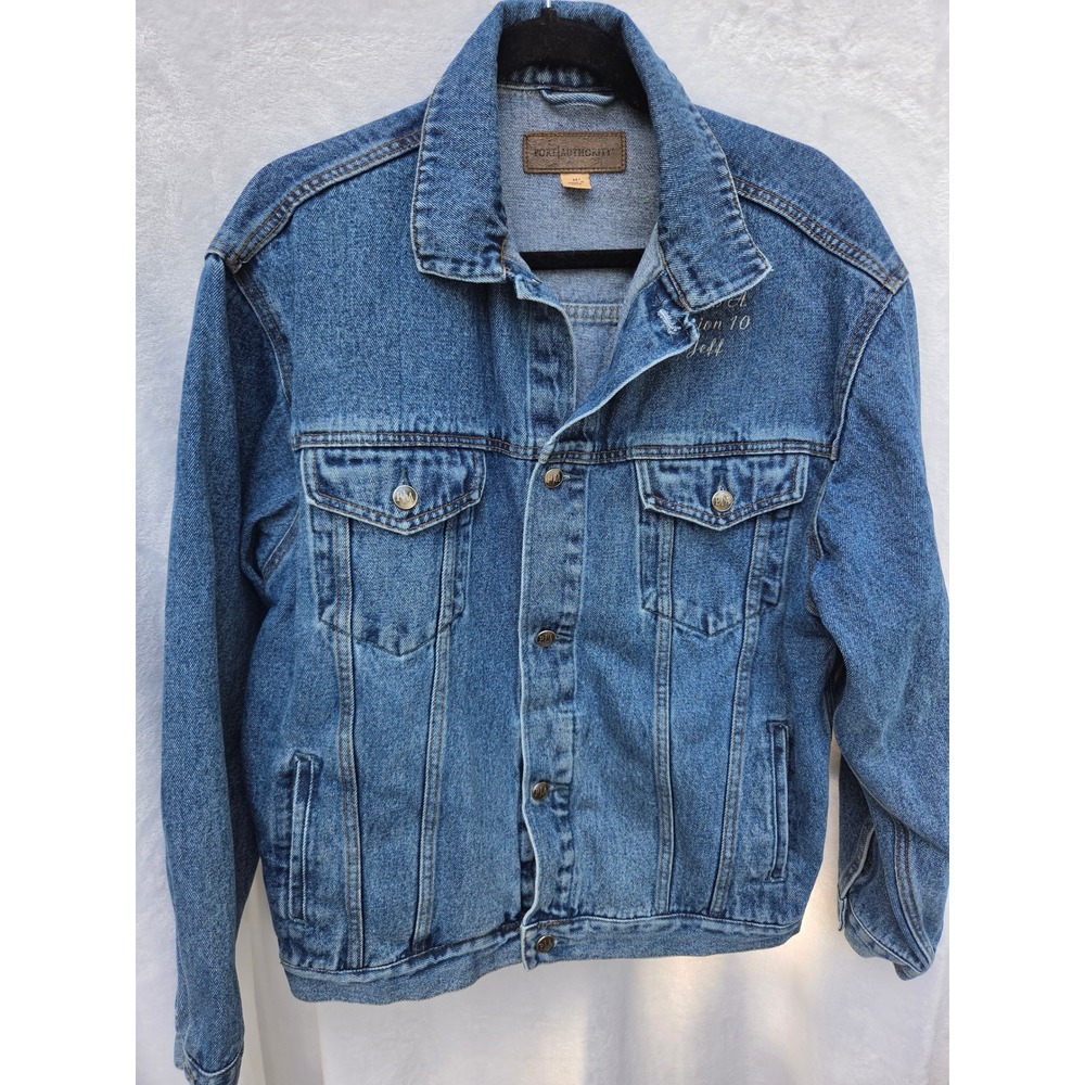 Port Authority Denim Jacket Med Blue CSHA Embroidered Western Horseman Preowned